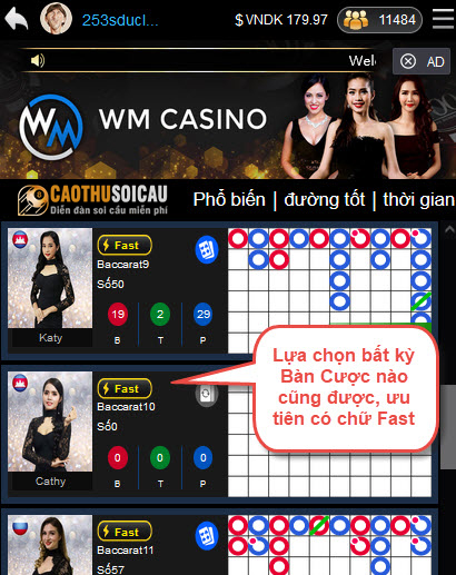 Lựa chọn bàn chơi Baccarat 