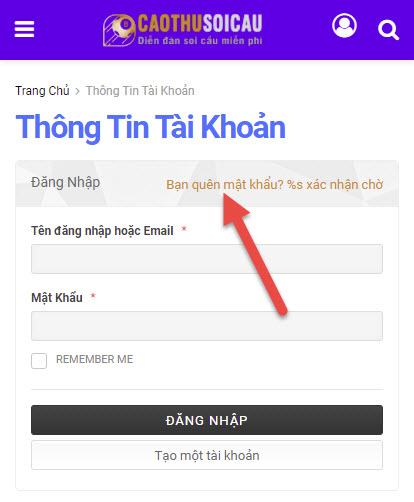Hướng dẫn lấy lại mật khẩu diễn đàn Cao Thủ Soi Cầu