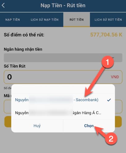 Lựa chọn ngân hàng rút tiền SIC88